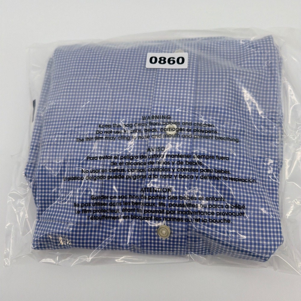 Jos. A. Bank Dress Shirt Men XL Blue Gingham Plaid Traveler Casual Workwear - Picture 8 of 8